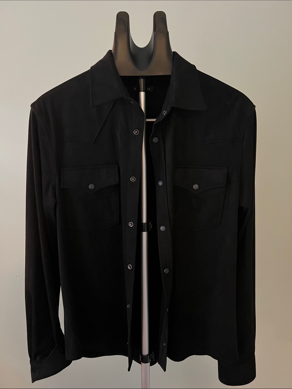 Men's Black Button-Up Shirt Jacket
